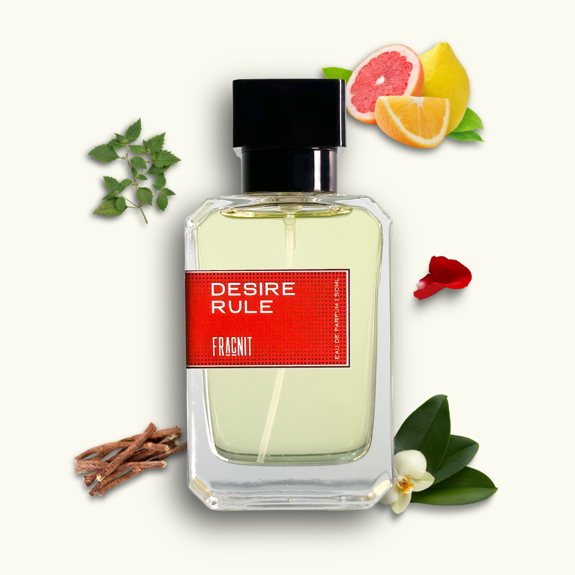 Desire Rule by Fragnit – Amber Woody Men’s Perfume Bottle on Luxury Background